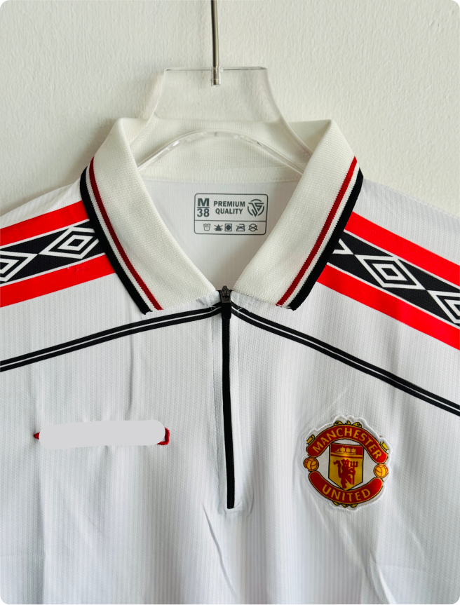 ENGLAND 1998/99 WHITE BECKHAM POLO EMBROIDERY FULL SLEEVES