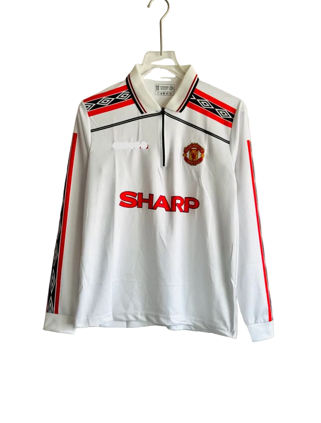 ENGLAND 1998/99 WHITE BECKHAM POLO EMBROIDERY FULL SLEEVES