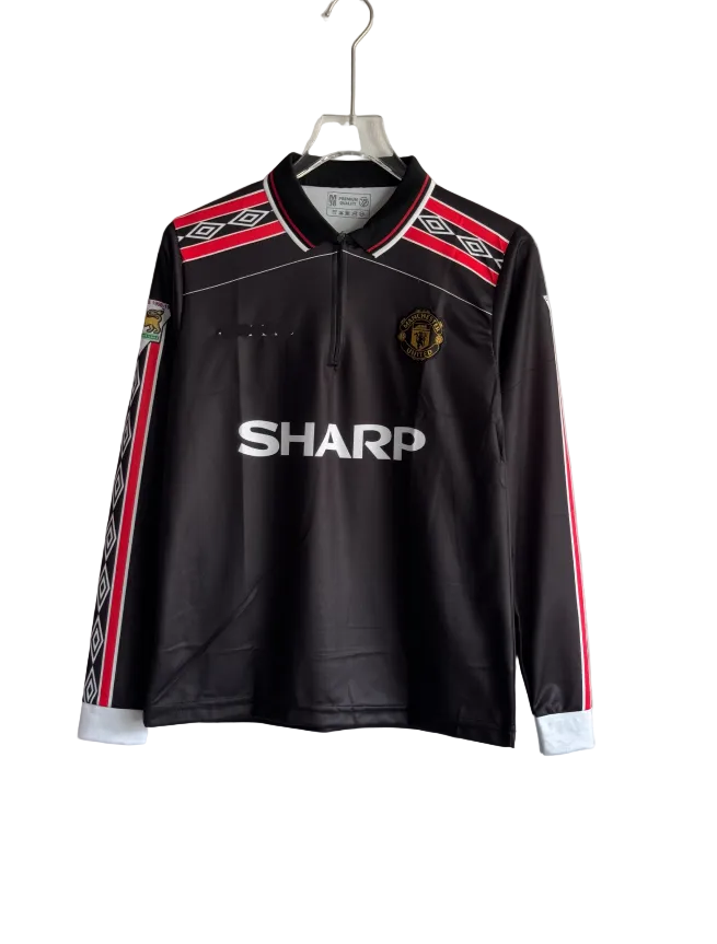 ENGLAND 1998/99 BLACK BECKHAM POLO EMBROIDERY FULL SLEEVES