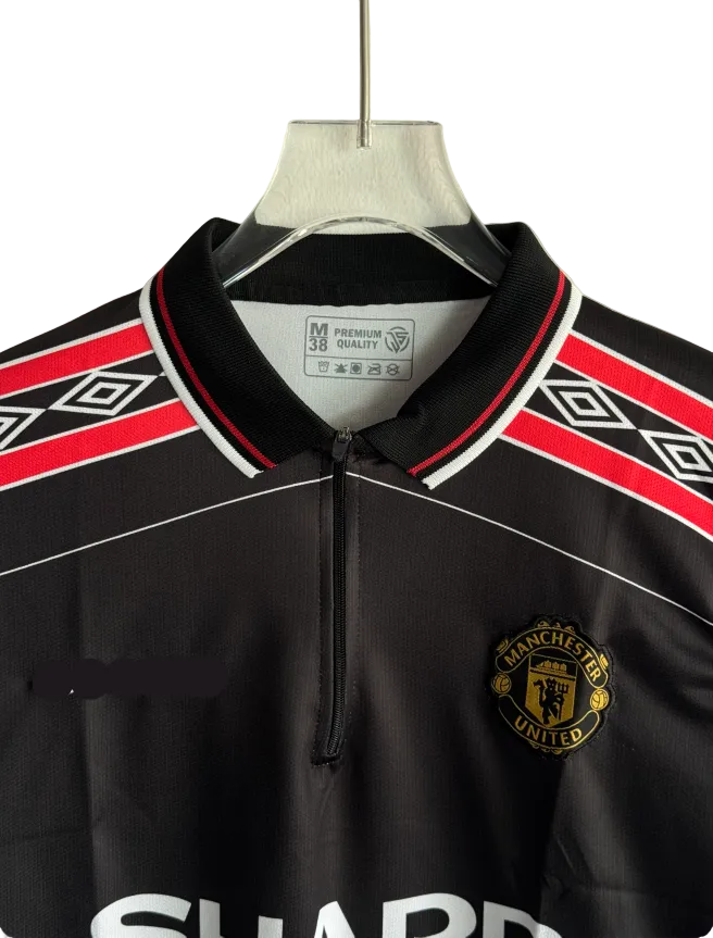 ENGLAND 1998/99 BLACK BECKHAM POLO EMBROIDERY FULL SLEEVES