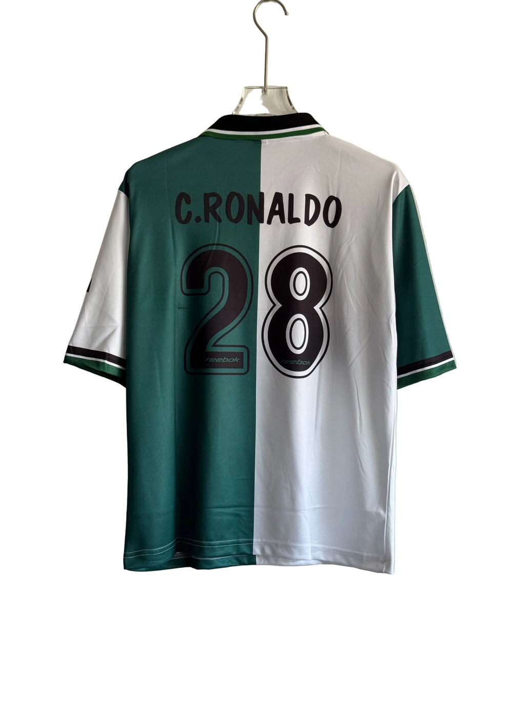 C.RONALDO 28 SPORTING 1998/99 RETRO THIRD KIT FIVE SLEEVE EMBROIDERY